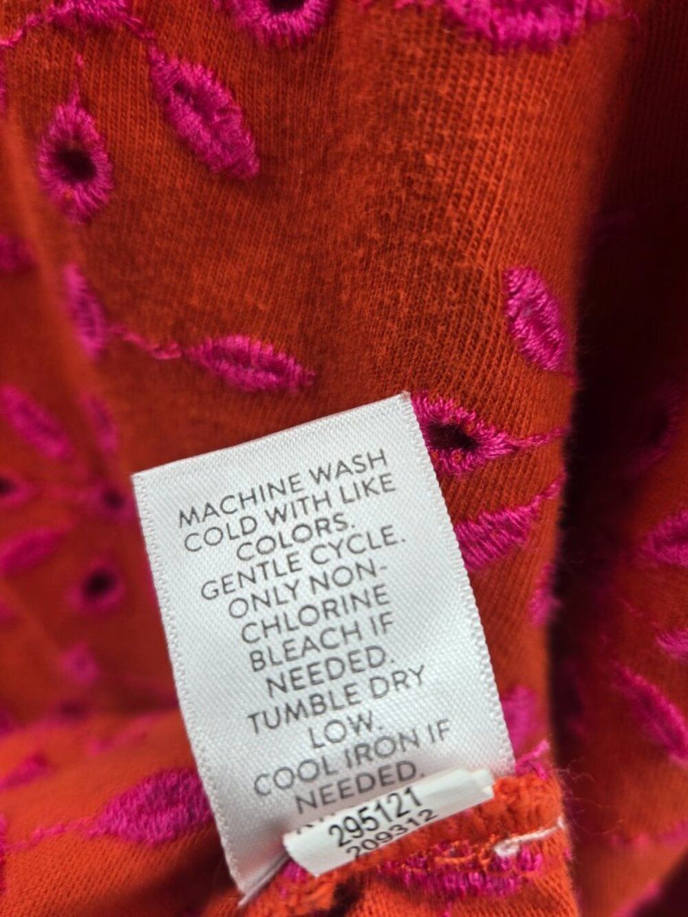 J. Jill Orange Pink Embroidered Eyelet Balloon Sleeve Tunic Blouse Top Small - Picture 8 of 13